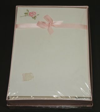 Vtg Montag Mead Stationery Only A Rose Pink Flower 40 Decorated Sheets 20 Env