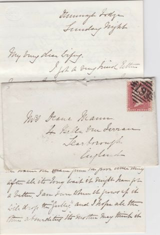1861 May 13th Qv Dungannon Dunmoyle Lodge Letter To Wifey With A 1d Red Stamp