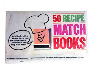 Vintage 50 Recipe Matchbooks 1968 By Hunt - Wesson Foods Inc.  Ohio Match Co.