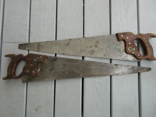 Two D - 23 Disston 8 &10 Tpi Blade Hand Saw As Found 26 & 25 Inch.