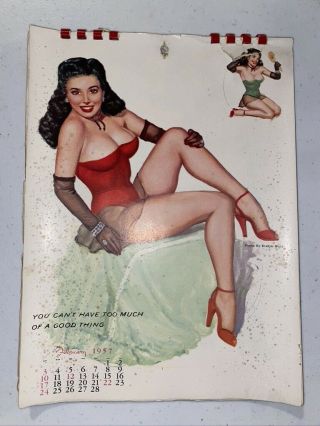 T N Thompson Pin Up Calendar For 1957 Complete 12 Months Risque Art