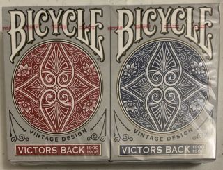 Bicycle Playing Cards Vintage Design Victors Back (2 Pack) Vhtf