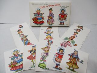 Vintage Tichnor Dolls Of Many Lands Correspondence Notes W/ Box