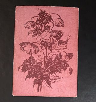 Swap Playing Cards 1 X Antique C1880’s Square Corner Flowers Brown