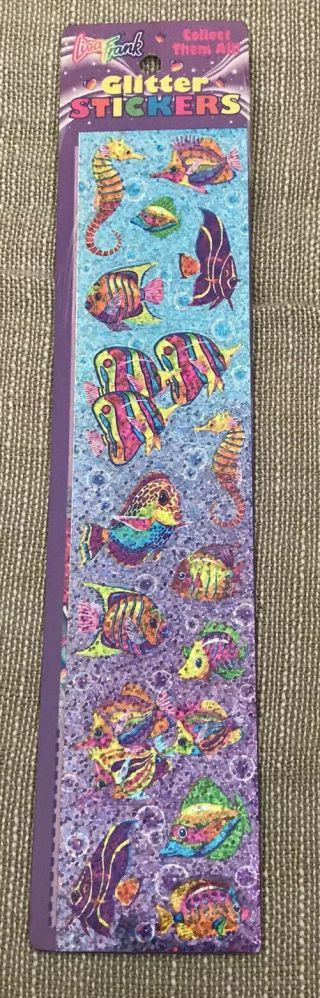 Vtg Lisa Frank Glitter Stickers Strip Fish Sea Horse Nos