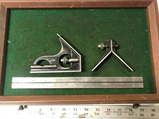 Machinist Tools Lathe Mill Starrett Combination Set Ruler Square Level Gage