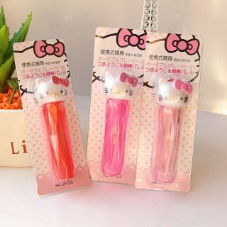 Sanrio Hello Kitty Cosmetic Cotton Buds Case With Mirror Make Up Portable Japan