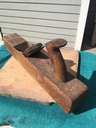 16 - 1/4” Antique Shipwright’s Wood Block Plane Hand Tool.  1800s To Early 1900s.