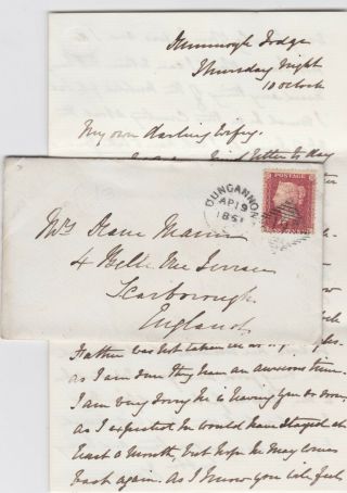 1861 Apr19th Qv Dungannon Dunmoyle Lodge Letter To Wife With A Fine 1d Red Stamp