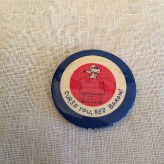 Snoopy Red Baron Button Pin With Pin Back 1950 Charles Schultz