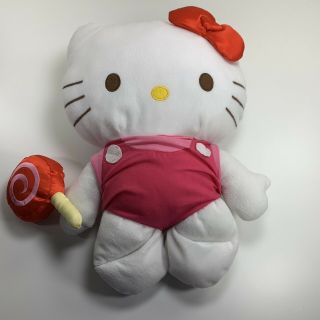 Hello Kitty Jumbo Size 19 " Plush Doll Lollipop Pink Overalls