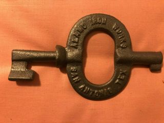 Alamo Iron San Antonio Texas Vintage Jail Or Prison Double Door Cell Key