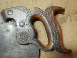 Vintage Small Disston 16 Handsaw Hand Saw Woodworking Tool