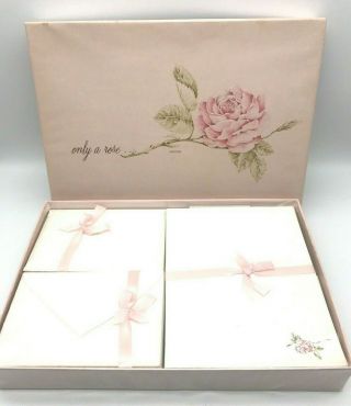 Vintage Box Of Stationary Montag Note Mead Co,  Atlanta " Only A Rose "