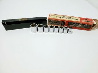 Vintage Craftsman Usa 3/8 " Drive Metric Socket Set With Metal Tray And Box 4342