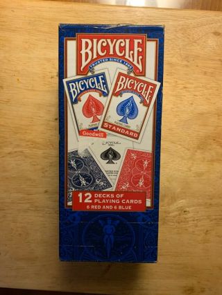 Bicycle Playing Cards Poker 12 Pack - 6 Blue & 6 Red Decks Standard Face