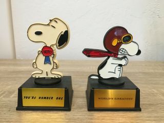2 Vintage Snoopy Trophies Aviva You’re Number One Hero World 