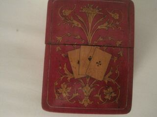 Vintage Wood Playing Card Holder Case 1 Decks Fine Craftsmanship