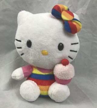 Rainbow Hello Kitty Ty Plush Cupcake Cute Kawaii Sanrio Stuffed Toy