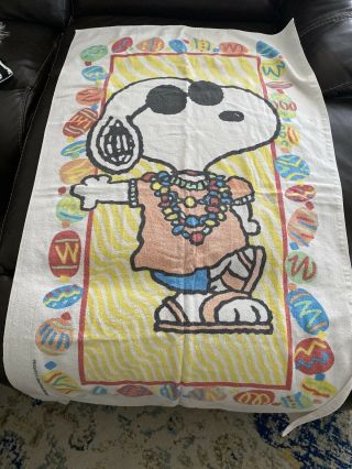Vtg Snoopy Joe Cool Official Peanuts Party Beach Towel Jay Franco Usa