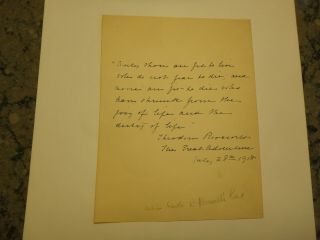 Two Paper Items Written And Signed By Edith K.  Roosevelt,  Teddy Roosevelt 