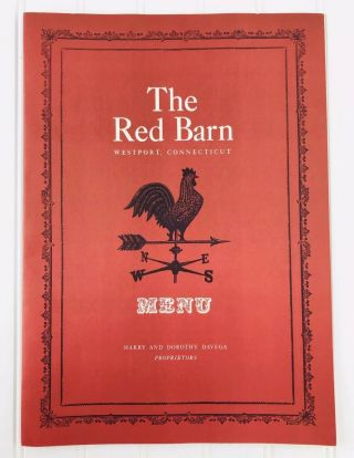 Vintage The Red Barn Menu Westport Connecticut 1957 Restaurant