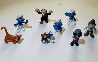 Vintage Smurfs Set Of 8 Schleich Peyo Figures Gargamel