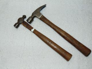 Vintage Vaughan Hammers,  1 - 7 Oz.  Ball Pein & 1 - 10 Oz.  Small Straight Claw