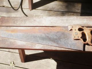 Antique Disston Sons D - 8 Thumbhole 28 " Rip Hand Saw 5.  5 Ppi