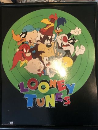 Vintage 1993 Osp Looney Tunes Poster On Wood Board
