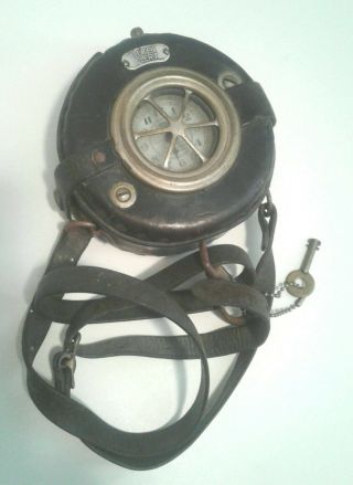 Vintage Detex Watchclock Night Watchman Clock With Leather Case & Key
