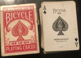Vintage Bicycle Playing Cards No.  808 Red Deck Fan Back With 1 Joker
