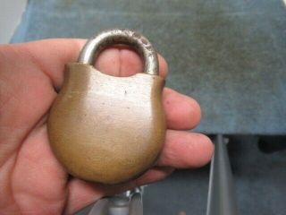 Odd shaped old brass padlock lock 