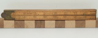 Vintage 3 Ft.  Stanley No.  66 - 1/2 Four Fold Brass & Boxwood Rule (inv I465)