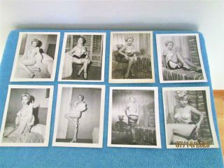 8 Vintage 5 X 4 Black & White Topless Pin Up Girls Posing Photos