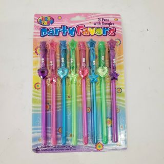 Vintage Lisa Frank 8 Pens With Dangles.  Party Facors.