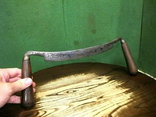 Vintage Antique Primitive Blade Draw Knife With Wooden Handles
