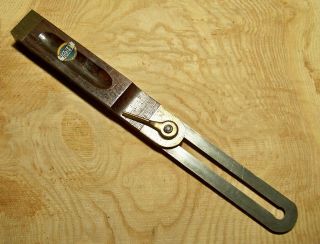 Antique Stanley Tools Sweetheart Sw Wood & Brass Sliding T - Bevel Square W/label
