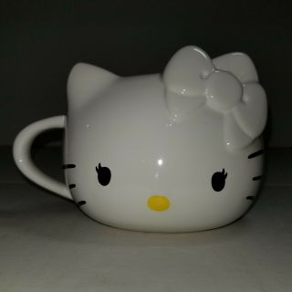 Hello Kitty Sculpted Ceramic Mug White Bow 18 Oz Hand - Painted Collectibles