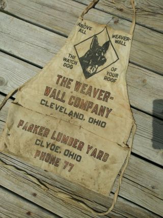 Vintage Nail Pouch Apron Weaver Wall Cleveland Parker Lumber Clyde Ohio Duke Dog