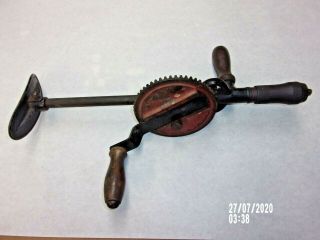 Vtg Millers Falls 2 Speed Hand Drill W/ Breast/shoulder Plate The Big One 17 "
