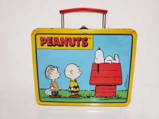 Peanuts Mini Tin Lunch Box Snoopy Charlie Brown Vintage United Feature Syndicate