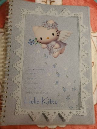 Vintage Sanrio Hello Kitty Blue Angel Spiral Bound Notebook 2000