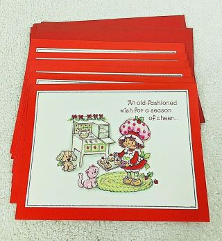 7 Vintage Strawberry Shortcake 1980 Christmas Cards W Envelopes