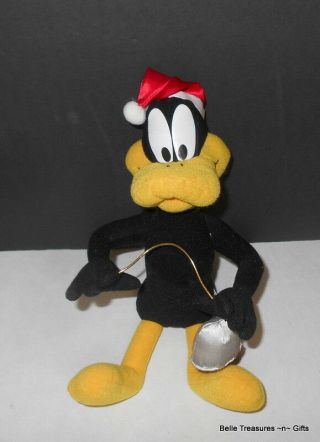 Authentic Warner Bros.  Daffy Duck Stuffed Plush Cartoon Character With Santa Hat