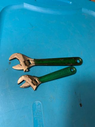 Vintage Diamond 6” & 8” Adjustable Wrenches With Green Grips