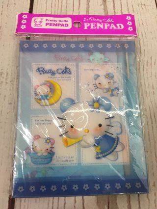 Pretty Coro Hello Kitty Blue Angel Pen Pad Vintage Rare Made In Korea