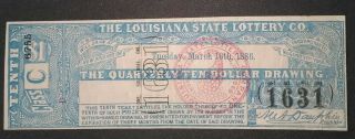 1886 The Louisiana State Lottery 10th Class C - Orleans $1