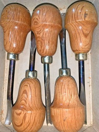 Vintage Mifer Wood Carving Set Of 5 Tools
