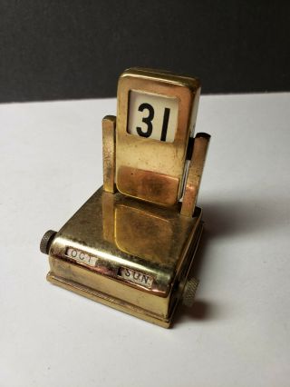 Vintage Brass Tone Desk Top Perpetual Calendar